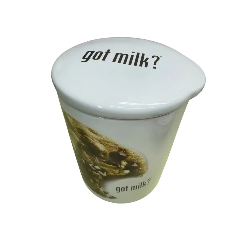 Vintage 1999 Y2K At Home International Got Milk Ceramic White Cookie Jar